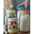 thumbnail image 3 of Le Parfait Screw Top Jar - 2L Wide Mouth French Glass Storage Jar w/Assorted Color Plastic Lid, 64oz/2 Quarts (Pack of 3), 3 of 5