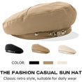 thumbnail image 6 of Berets for Women Classic French Hats Solid Color Cotton Artist Painter Cap with Metal Decorative Buckle, 6 of 6