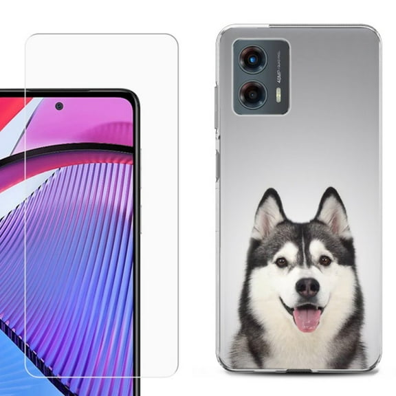 OneToughShield ® Compatible with Motorola Moto G 5G 2023, Shockproof Phone Case, with Tempered Glass Screen Protector - Husky Face
