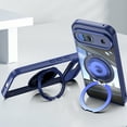 thumbnail image 6 of Designed for Google Pixel 8a Crystal Clear Back Case, Luxury Case with Lens Protector Drop Protective Magnetic Rotating Ring Kickstand Shockproof Thin Fit Phone Case Cover, Blue, 6 of 7