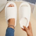 thumbnail image 5 of House Slippers for Woman Flat Heel Open Toe Casual Home Indoor Outdoor Slides Slippers Winter Fleece-Lined Shoes for Women White 8.5, 5 of 10