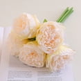 thumbnail image 1 of Nvzi 2 piezas de ramos con un total de 10 flores de peonía artificiales de seda y hojas para decoración de hogar, oficina, boda, fiesta, bar festivo (blanco leche), 1 of 5