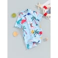 thumbnail image 3 of Bagilaanoe Toddler Baby Boys One-Piece Swimsuit Print Short Sleeve Zipper Rashguard Swimwear 3M 6M 12M 2T 3T Kids Jumpsuit Bathing Suit, 3 of 9