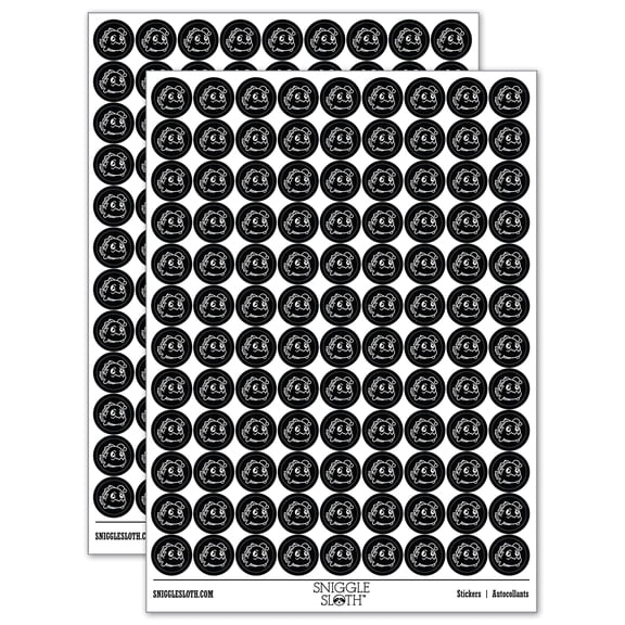 Kawaii Anglerfish 200 Round Stickers - Black - Gloss Finish - 0.50" Size