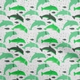 thumbnail image 1 of oneOone Silk Tabby Green Fabric Beach Dolphin Craft Projects Decor Fabric Printed By The Yard 42 Inch Wide, 1 of 4