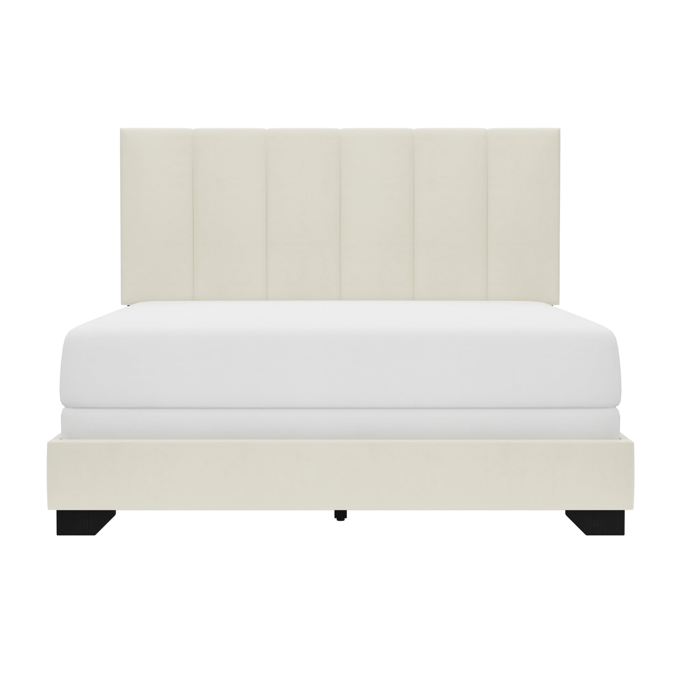 Reece Channel Stitched Upholstered Full Bed, Ivory, by Hillsdale Living Essentials