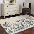 thumbnail image 3 of Area Rugs for Living Room Bedroom, Spring Flowers 4'x6' Rug Washable Carpet Runner Indoor Outdoor, Vintage Floral Leaves Birds Farmhouse Plaid Non Slip Accent Floor Mats Rug for Kitchen, Office, 3 of 8