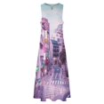 thumbnail image 4 of Pink City Pop Aesthetic Tokyo Japan Poster Vaporwave lofi moody vibe Long Dress party dresses women women's clothing trend, 4 of 6