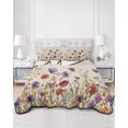 thumbnail image 3 of Purple Red Spring Floral Full Size Down Alternative Comforter,Lightweight Comforter Quilt Bedding Set with Pillow Shams Watercolor Botanical Summer Flowers Bed Comforter Duvet Insert 78"x90", 3 of 7