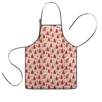Red Christmas Tree Pattern Kids Aprons for Girls and Boys,Adjustable Neck Strap Toddler Aprons for Kids Cooking Baking