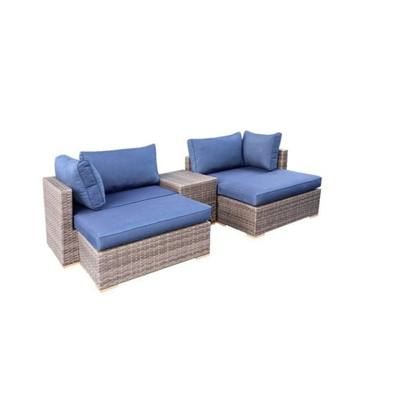 Ensemble de patio en osier métallique All-Space 5 pièces - Bleu