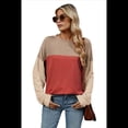 thumbnail image 2 of Camisa Holgada Informal de Punto con Cuello Redondo y Larga con Bloques de Color para Mujer, Color Rojo, Talla M, 2 of 6