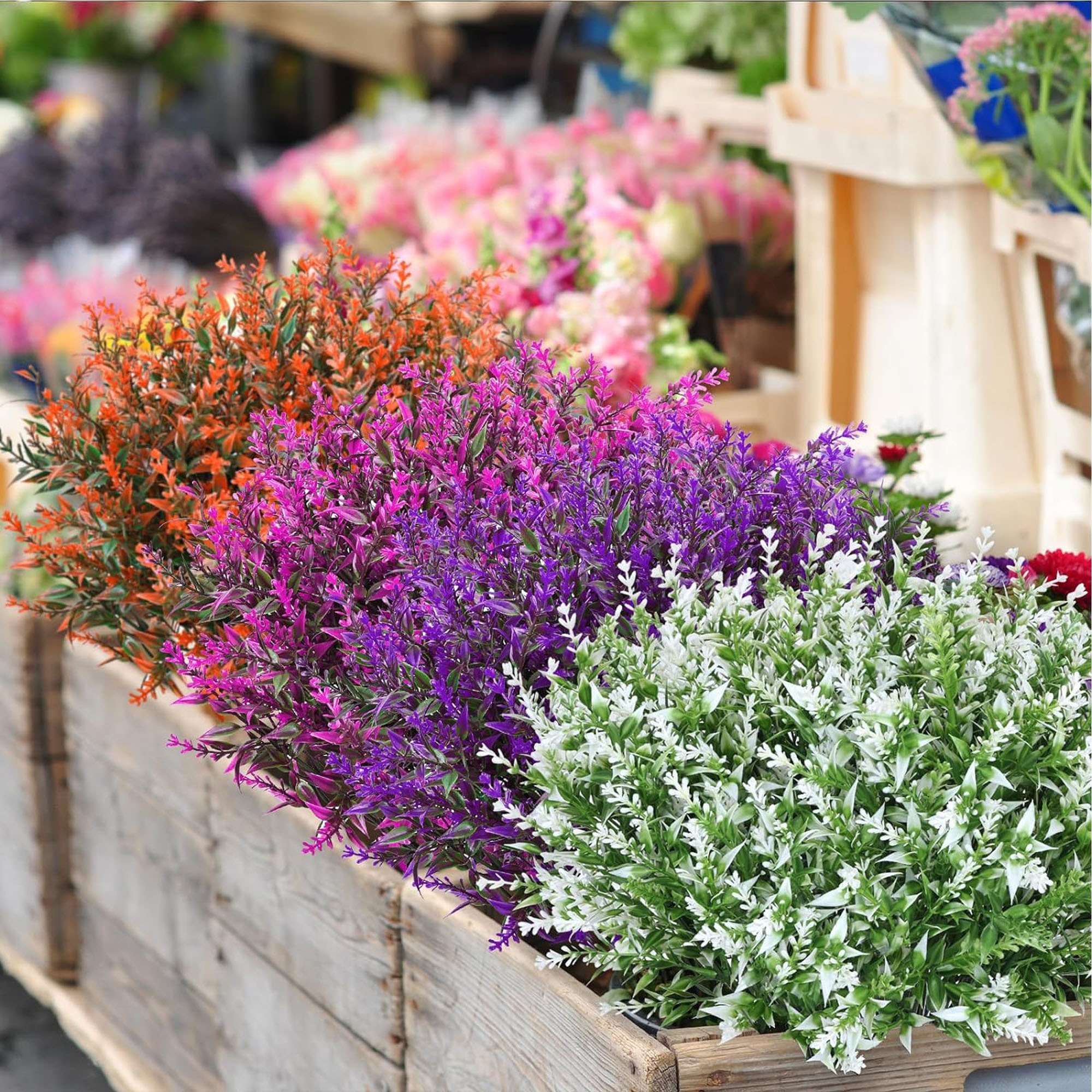 LAVA 32 Bundles Artificial Flowers UV Resistant Faux Lavender Flowers for Outdoor Indoor Wedding Garden Home Decor