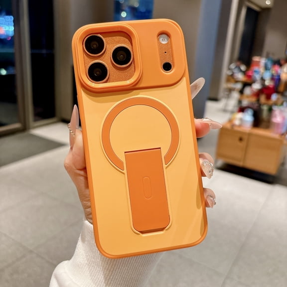 Compatible for iPhone 17 Pro Max Magnetic Case with Invisible Kickstand, [Compatible with Mag-Safe Charging] Rugged Anti-Scratch Shockproof Drop Resistant Cover for iPhone 17 Pro Max, Orange
