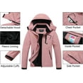 thumbnail image 5 of Winter Coats for Women Waterproof Ski Jacket Warm Snow Jackets Windproof Windbreaker Hooded Raincoat, Pink M, 5 of 7