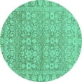 thumbnail image 1 of Ahgly Company Machine Washable Indoor Round Abstract Turquoise Blue Modern Area Rugs, 8' Round, 1 of 4
