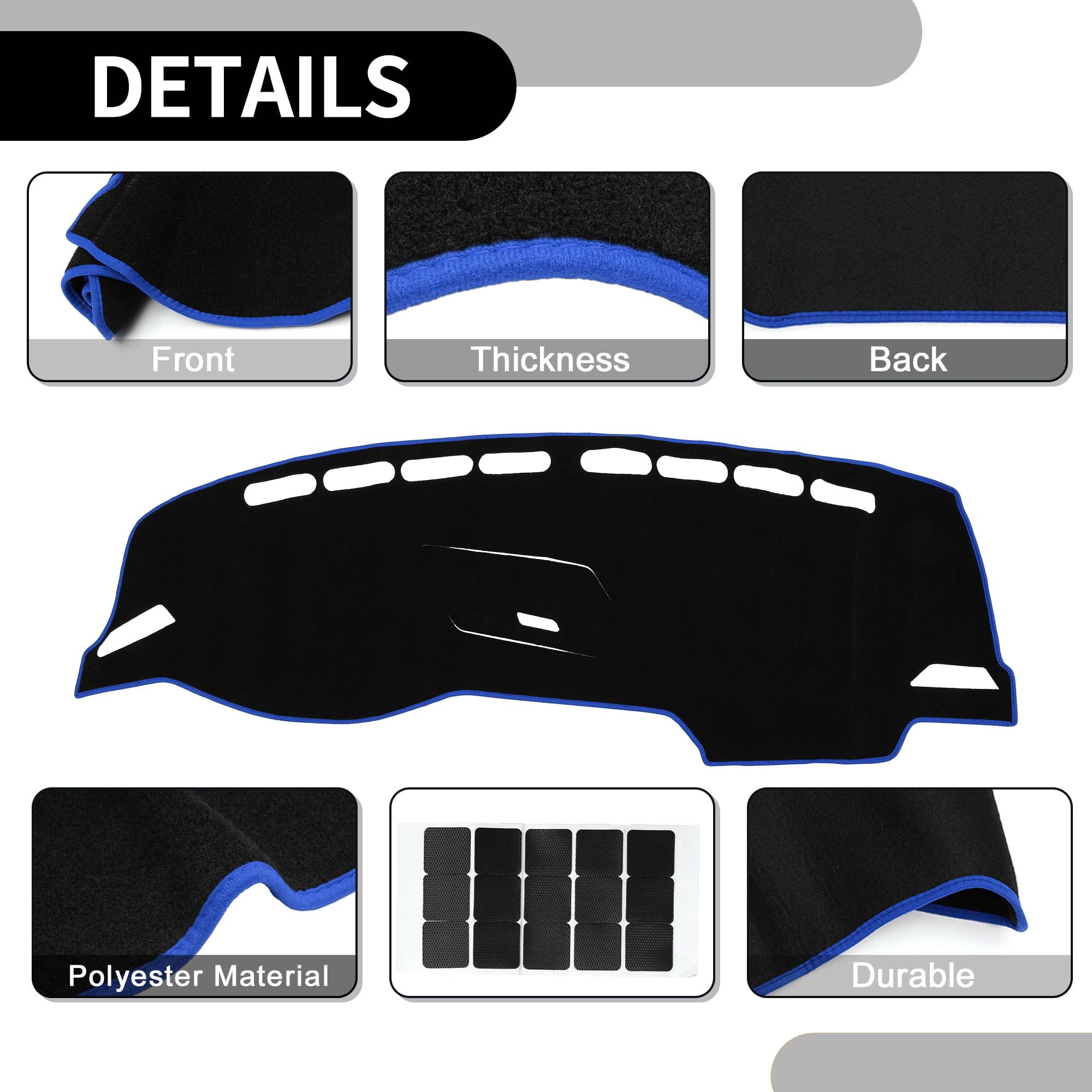 Unique Bargains Dash Cover for VW Tiguan 2017 Polyester Blue with for STIcker