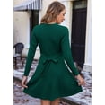 thumbnail image 3 of Weardear Kint Dress for Women 2025 Casual Long Sleeve Ribbed Flowy Crewneck Dress with Tie Waist, 3 of 5