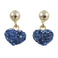 thumbnail image 1 of Dlux Jewels blu Sterling Silver-Gold & Blue Shamballa Heart Earrings, 1 of 1
