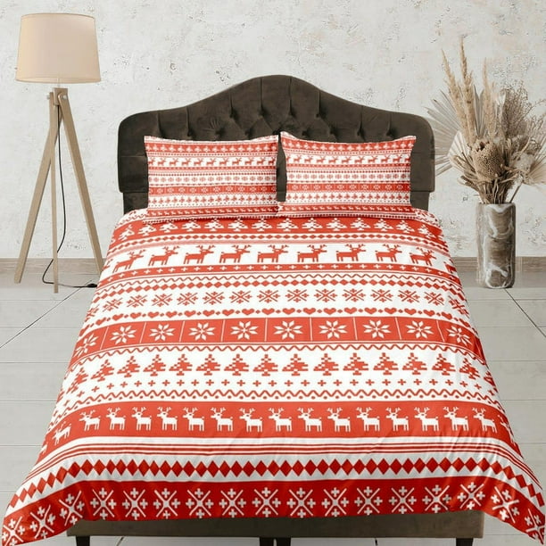 Regalo de Navidad Funda nórdica roja Funda de almohada Colcha Regalo de Navidad Juego de cama