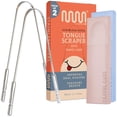 thumbnail image 1 of MasterMedi Raspador de lengua para adultos con estuches de viaje multicolores (paquete de 2) 100% acero inoxidable Reduce el mal aliento Limpiador de lengua fácil de usar para cuidado e higiene bucal, 1 of 6