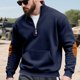 thumbnail image 4 of pstuiky Camisas de invierno de manga larga para hombre, Blusa/camisa informal y moderna de color liso con cuello alto, manga larga y bolsillo con cremallera para hombre Tops de hombre l, 4 of 9