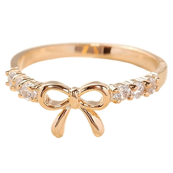 MOQIN Bow Rings Infinity Rings for Wome Fine Bow Jewelry Ribbon Ring,Simulated Diamond Stackable Ring Eternity Bands for Women - Valentines Day Bow Ring Gift for Her