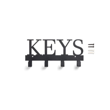 Mainstays 10 inch Shelf Mail and Key Wall Mount Rack Organizer with 4 Key Hooks for Leashes, Keychains, 2 lbs Capacity, Black, 1 Pack