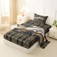 thumbnail image 2 of Castle Fairy Leopard Plaid Sports Car Twin Sheet Sets 3pcs for Boys, Pattern Art Bedding for Bedroom, Gold Black, 2 of 6
