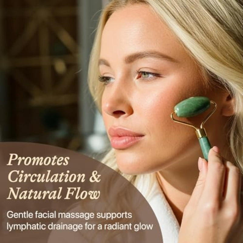 Facial Jade Roller Facial Massager with Eye Roller for Fine Lines and Puffiness