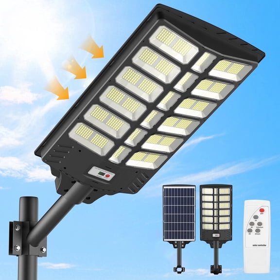 IJIL Solar Street Light Outdoor Waterproof with Motion Sensor for Parking Lot Yard Path  Driveway Farm