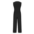 thumbnail image 6 of LEKWK Linen Sets for Women 2 Piece Sleeveless V Neck Button Down Vest and Wide Leg Pants with Pockets Matching Work Business Office Casual Outfits, 6 of 7