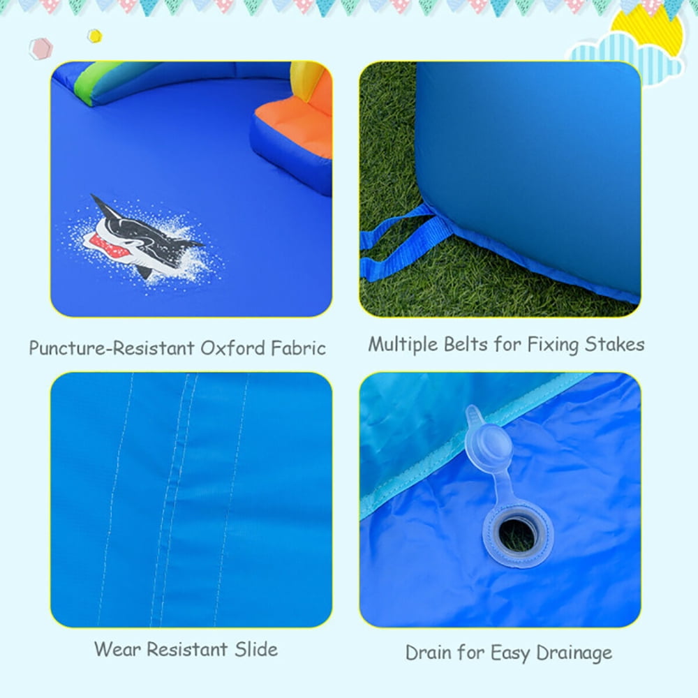 Aimee Lii Kids Inflatable Water Slide Bounce House with Carrying Bag without Blower, Playhouse for Kids Outdoor
