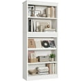 thumbnail image 3 of Modern 71" Tall Bookcase with Display Rack & Fluted Design, 5 Tier Farmhouse Bookshelf with Wood Base, Rustic Vintage Book Shelf Wood Bookshelf for Office Library, 3 of 7