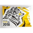 thumbnail image 1 of Year of the Dog Pillow Sham Oriental Geometric Design with Abstract Canine Motif New Year, Decorative Standard Size Printed Pillowcase, 26 X 20 Inches, Charcoal Grey Yellow, by Ambesonne, 1 of 2