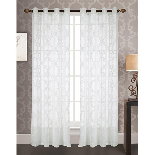RT Designers Collection PNK00697 Knox Jacquard 54 x 84 in. Œillet Rideau Panneau&44; Blanc