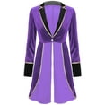 thumbnail image 4 of YEAHDOR Womens Showman Tailcoat Costume Circus Ringmaster Tuxedo Jacket Halloween Velvet Swallow-Tailed Coat Party Wear Purple S, 4 of 7