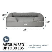 PetFusion Ultimate Orthopedic Memory Foam Dog Bed & Lounge with Medium Firmness Pillow, Waterproof Liner & Breathable Cotton Cover, Small, Gray
