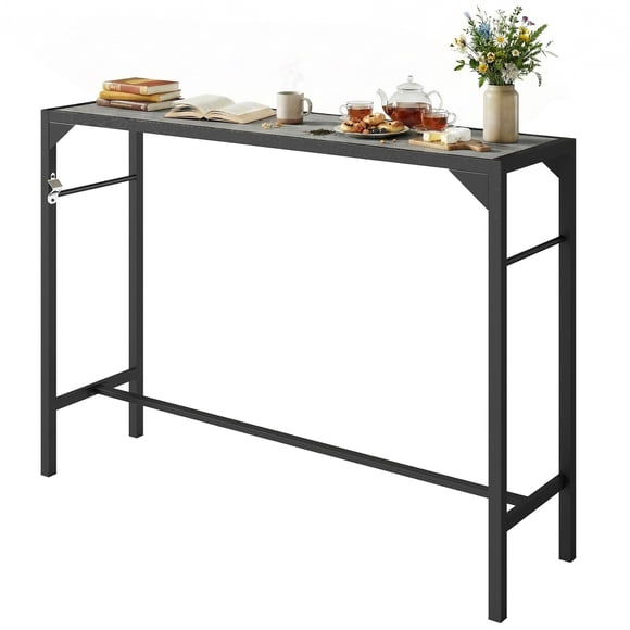 Outsunny 55" Outdoor Bar Table with Built-In Bottle Opener, Steel Frame