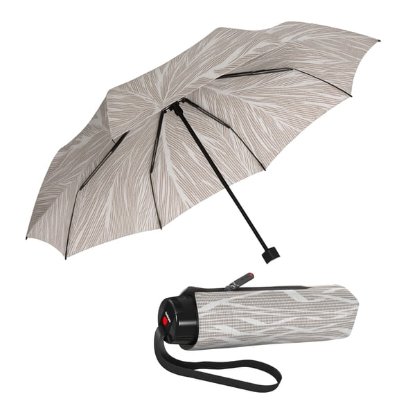 Knirps T.020 Manual Pocket Rain Umbrella in Liana Nature – Compact Travel Umbrellas, Lightweight, Strong Aluminum Frame - Folds to 7.5in, Large 34in Canopy, Zip-Up Case Included