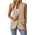 thumbnail image 3 of Chaleco Mina Self Blazer largo sin mangas para mujer Beige S, 3 of 6