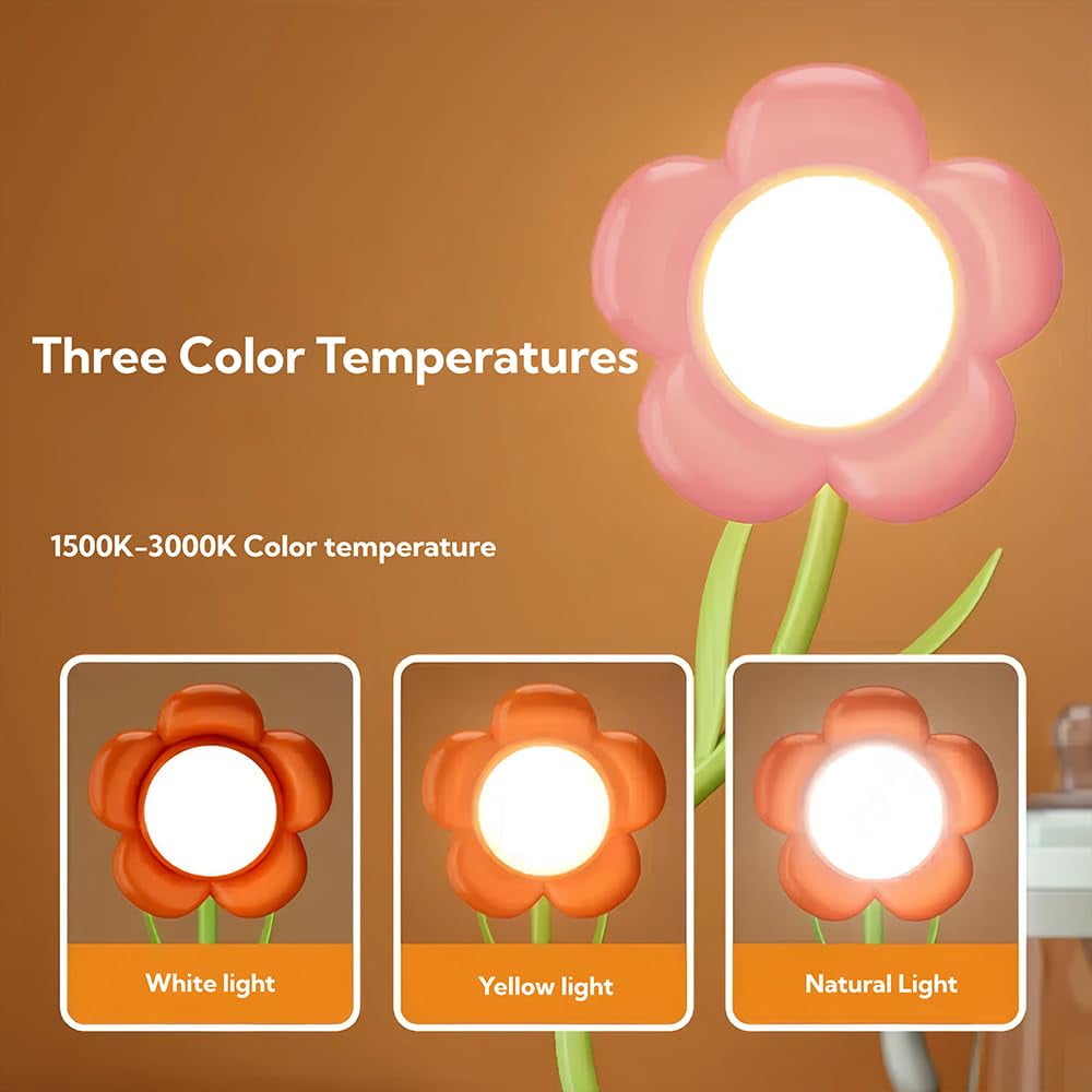 Birthday Gifts for Women,Sunflower Flower Lamp Rechargeable Cordless Led Reading Light,3-Colour Infinitely Dimming Small Night Light for Festival Gifts for Mom Girlfriend Grandma (Yellow)