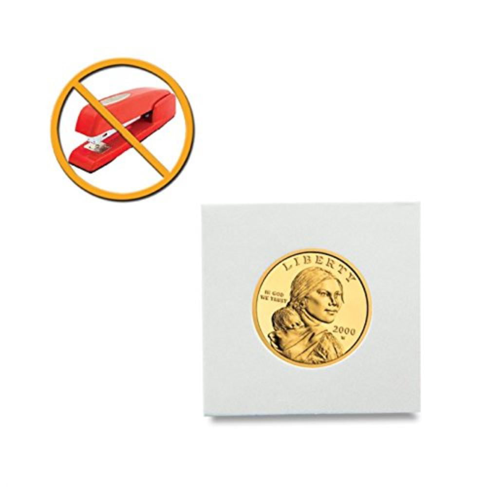 1000 BCW Self Adhesive 2x2 Paper DIME Coin Flips Peel-n-Seal holders 
