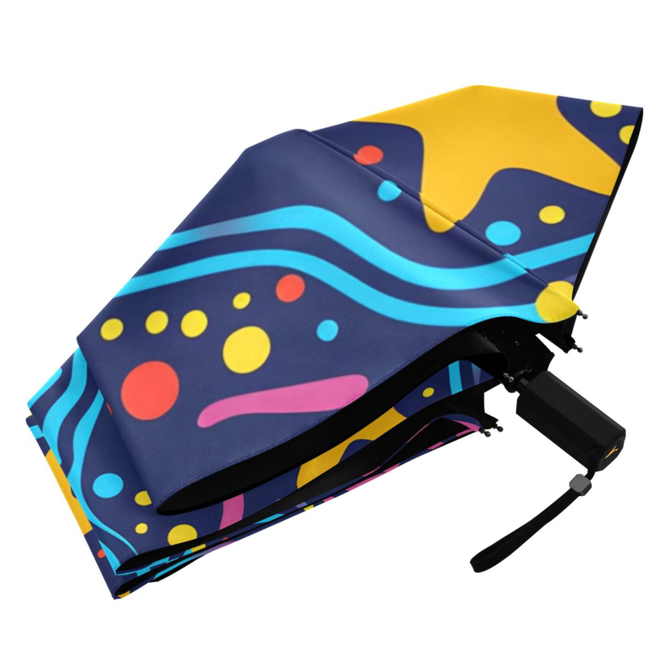 ALAZA Stars on Wave UPF 50+ Compact Folding Umbrella for Rain Travel Umbrella Packable