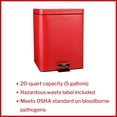 thumbnail image 2 of McKesson Trash Can with Plastic Liner, Step-on Lid for Bathroom, Office - Red, 20 Qt, 1 Ct, 2 of 11