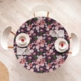 thumbnail image 4 of Ambesonne Floral Fitted Round Tablecloth, Pastel Blooms Leafy Pattern, 56"- 60" Diameter, Dark Fuchsia and Blush, 4 of 5