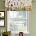 thumbnail image 3 of Spring Purple Floral Curtain Valances for Windows, Kitchen Valance Window Treatments Panel 2 Pack, Farmhouse Green Botanical Rod Pocket Short Curtains for Bathroom Bedroom 42 x 12 Inch, 3 of 8