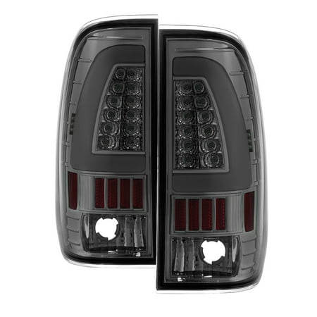 - 1999 2000 2001 2002 2003 2004 2005 2006 2007 Ford Super Duty F250 F350 F450 LED Fiber Optic LED Bar Chrome Smoked Clear Tail Lights PAIR