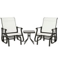 thumbnail image 2 of Outsunny 3-Piece Outdoor Gliders Set Bistro Set with Steel Frame, Tempered Glass Top Table for Patio, Garden, Backyard, Lawn, Cream White, 2 of 9