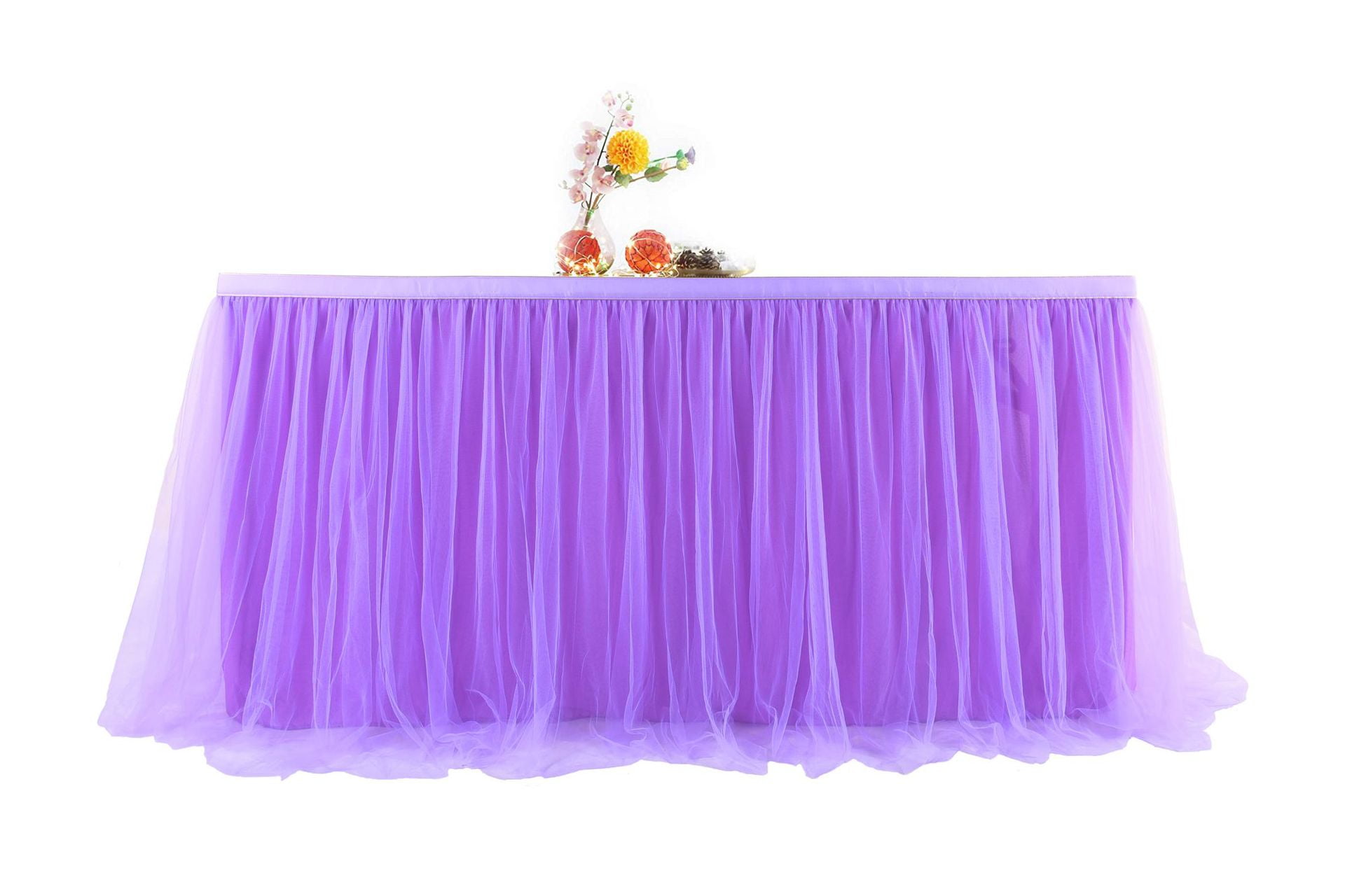 Baby Blue Tulle Table Skirts for Rectangle Tables or Round Tables, 6ft
